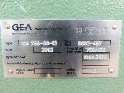 Used GEA CA755-00-12 Decanter Centrifuges Ohio US | Equipment Recovery Corp. #1331698
