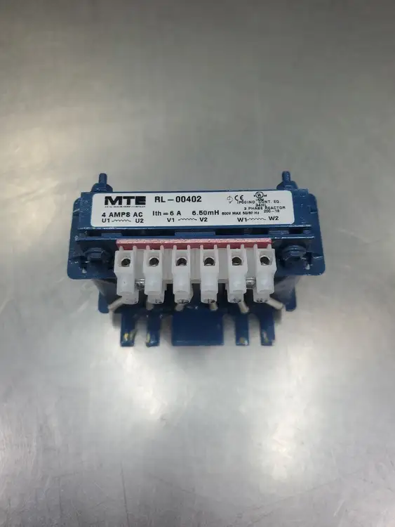 Used MTE RL-00402 3-Phase Reactor Transformer, 4/6A, 600V, 50/60Hz Transformers South Carolina US | Palmetto Automation #1160303