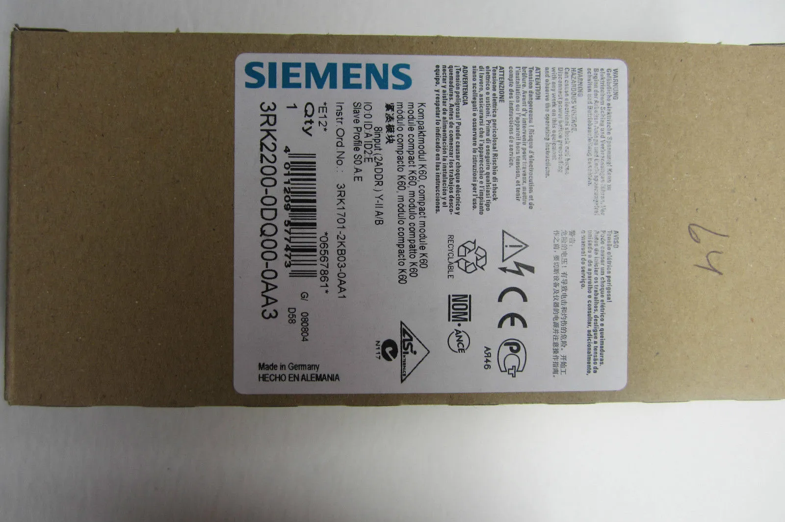 NEW SIEMENS 3RK2200-0DQ00-0AA3 MODULE 3RK22000DQ000AA3