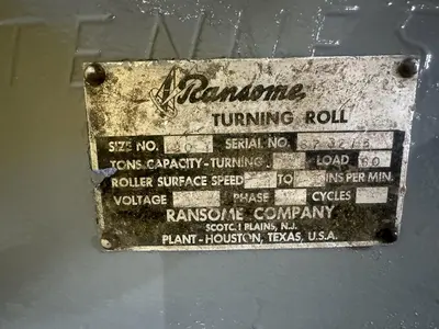 120,000 LB / 60 TON RANSOME PANDJIRIS TANK TURNING ROLLS - POWER & IDLER SET: STOCK 13386