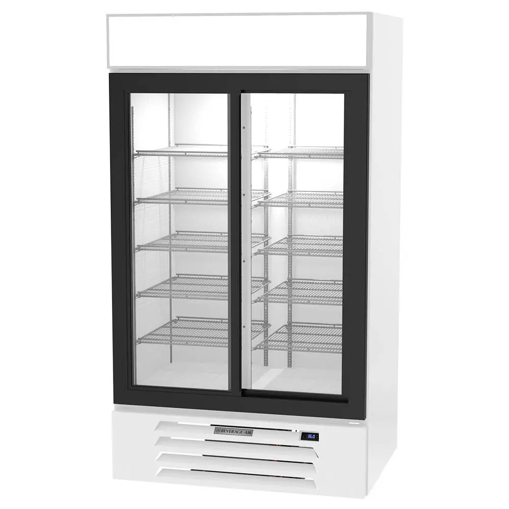 Beverage-Air MMR38HC-1-W 43 1/2" Marketmax™ Two Section Glass Door Merchandiser - (2) Sliding Doors, White, 115v