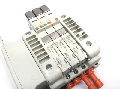USED SMC PNEUMATIC SOLENOID MANIFOLD W/ D SUB CONNECTOR