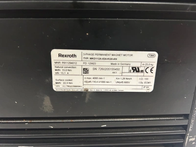 Rexroth MKD112A-024-KG0-AN AC 3-Phase Permanent Magnet Servo Motor 4000RPM