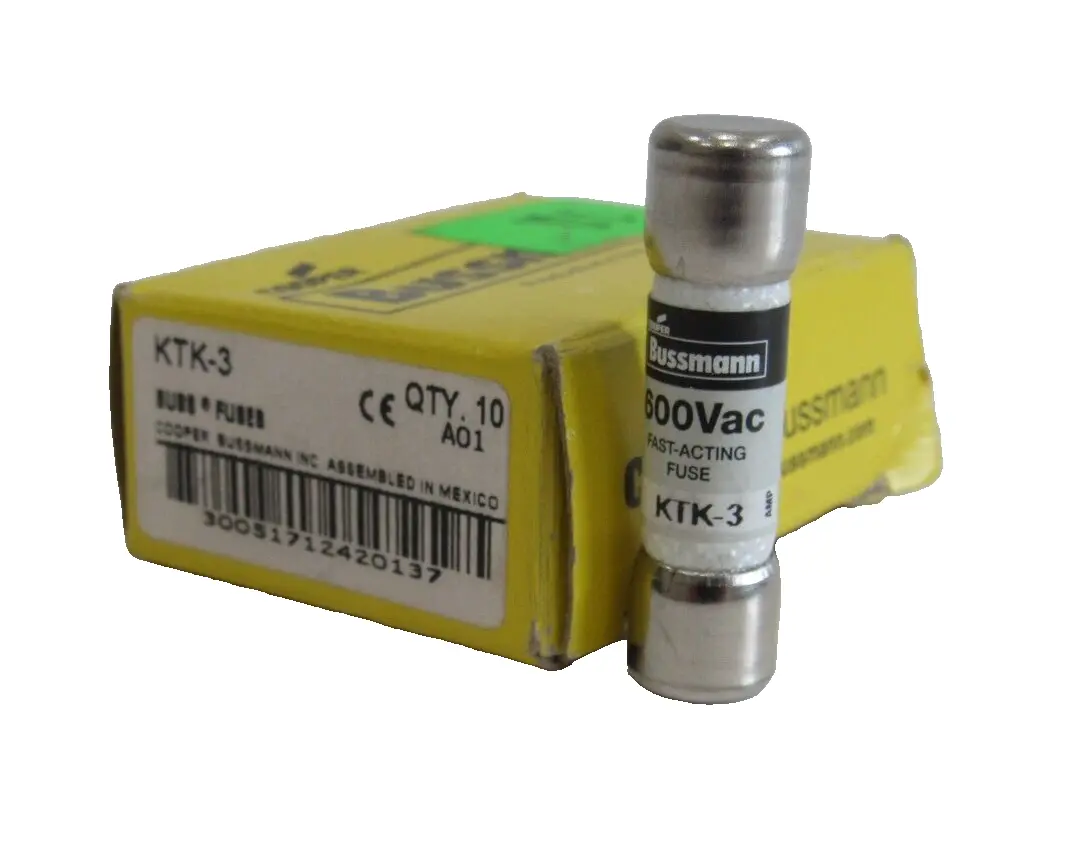 NEW LOT OF 10 BUSSMANN KTK-3 FUSES KTK3