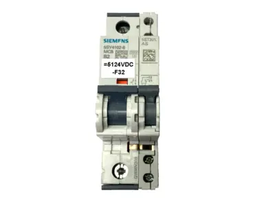 USED SIEMENS MINIATURE CIRCUIT BREAKER 1-POLE 230/400V 2A W/ 5ST3010 SWITCH