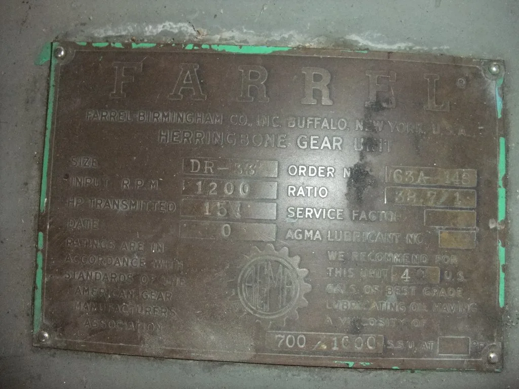 Farrel 38.7:1 Gearbox Reducer Size DR-33