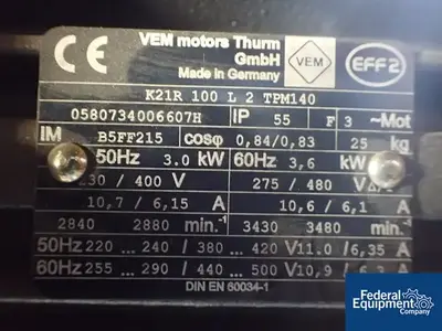 USED Pfeiffer Vacuum Pfeiffer Vacuum System, Model WU850, 55 CFM