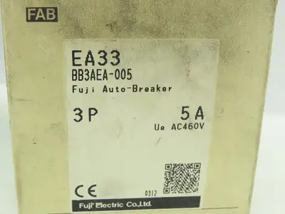 Fuji Electric EA33 BB3AEA-005 Auto Circuit Breaker 5-Amp 3-Pole 220/460V 50/60Hz