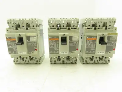 Fuji BW50RAGU3P020 3-Pole Auto Circuit Breaker 20A 500V 3Ph Molded Case Lot of 3