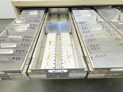 Modular Industrial Storage Cabinet 20 Drawer 61.5x38x34.5" Vintage 17x10" Trays
