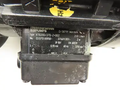 Brinkmann KTB200/270-Z+002 Plastic Immersion Chemical Pump 210 L/min .55kW 480V
