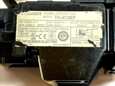 USED MITSUBISHI MOTOR STARTER CONTACTOR W/ TH-N12KP OVERLOAD RELAY