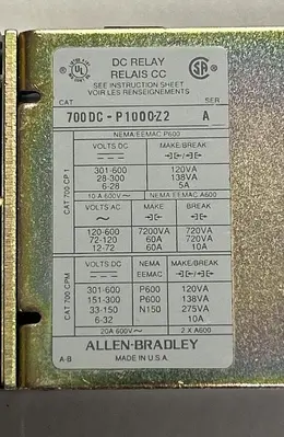Used ALLEN-BRADLEY 700DCP1000Z2 Miscellaneous Equipment (Electrical & Power) Ohio US | Surplus Asset Holdings #1242948