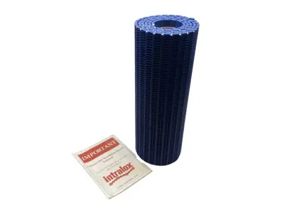 New | in-Stock Intralox Acetal Blue Conveyor Belt 23-1/4" W x 110" L w/ Manual Conveyor Parts Michigan US | Maverick Industrial Sales #1398213
