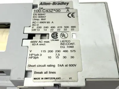 USED ALLEN-BRADLEY SER. A CONTACTOR 3-POLE 24VDC COIL 43A