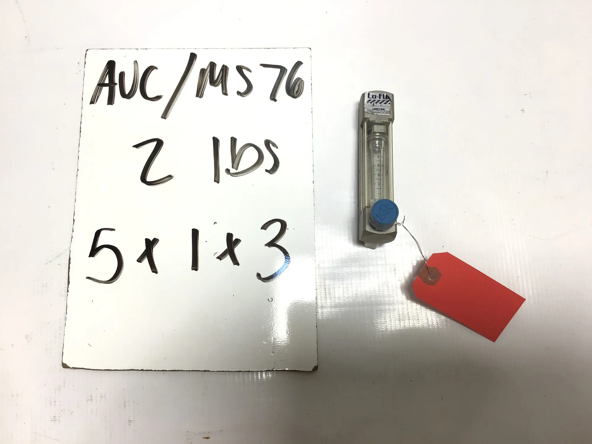Ametek Lo-Flo Valved Acrylic Flowmeter