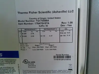 Thermo Scientific TSX70086A -86C Ultra Low Freezer 33.5Cf (2021) FULLY TESTED