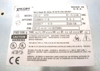 XYCOM 3512-KPM OPERATOR INTERFACE