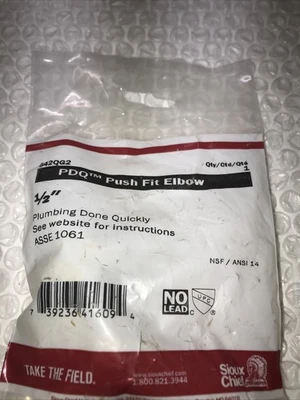 * NEW ASSE 1061 Push-Fit Elbow Fitting 1/2” #