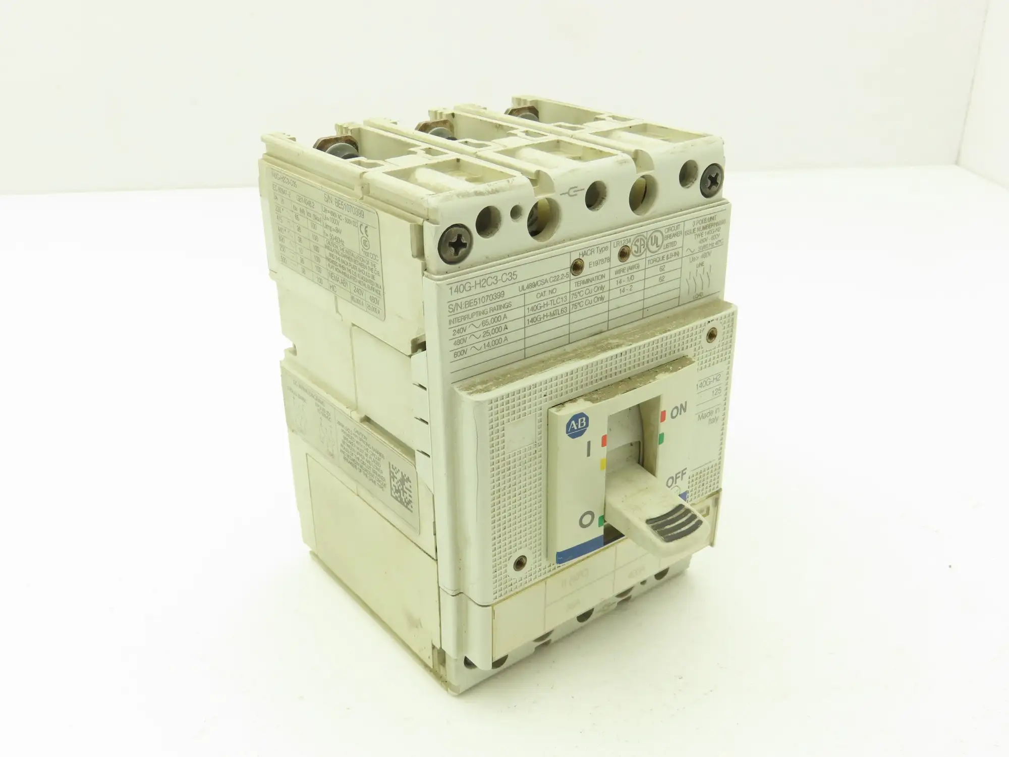 Allen Bradley 140G-H2C3-C35 Circuit Breaker 3P 30A 600V 3PH H-Frame