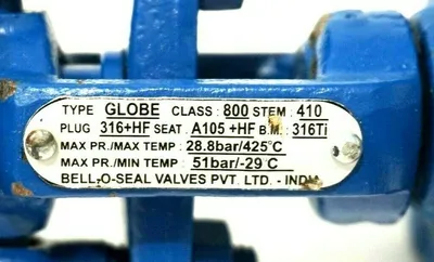 NEW BELLOW-O-SEAL CLASS 800 GLOBE VALVE