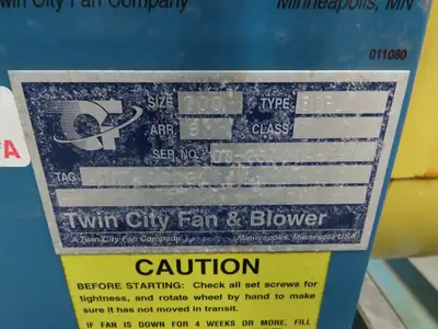 Twin City Blower BCPL Size 200 Backward Incline Blade Plug Fan 19" Impeller
