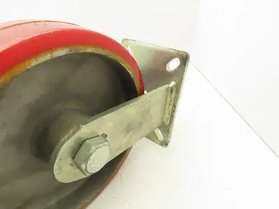 10"x 3" Red Polyurethane Aluminum Caster Wheel on Rigid Steel Plate