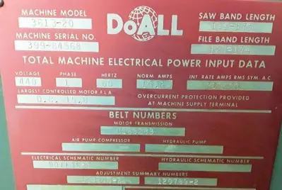 USED DOALL 3613-20