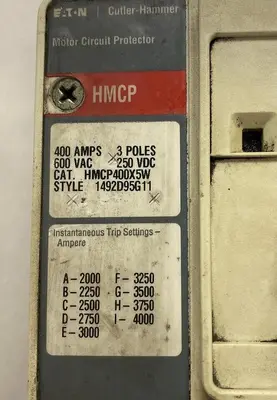 USED EATON CUTLER HAMMER HMCP400X5W