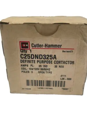 NEW CUTLER HAMMER C25DND325A CONTACTOR 3 POLE 104/120V 50/60HZ