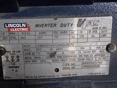 Used LINCOLN ELECTRIC CS4B250T64YQ1#SM3070 Motors (misc) Ohio US | HGR 24 #1048121