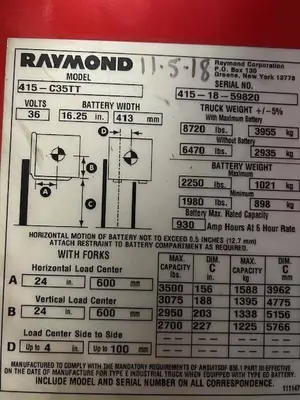 Used 2018 RAYMOND 415C35TT 3-Wheel Stand up Electric Counterbalance Forklifts Illinois US | Somerset Equipment Sales #1546204