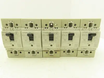 Mitsubishi NF30-FA 3-Pole No Fuse Circuit Breaker 10A 200-230V 3Ph Lot of 5