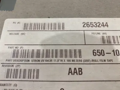 USED ULTRON SYSTEMS 11.8"X100M LOT OF 39 CASES