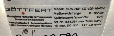 GOTTFERT HDA 2134-1/2-100-10/46-1 0-100 Bar 12VDC Max 5E-20