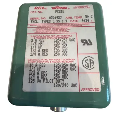 NEW ASCO PC21B PRESSURE TEMP SWITCH 125/250VAC 166891