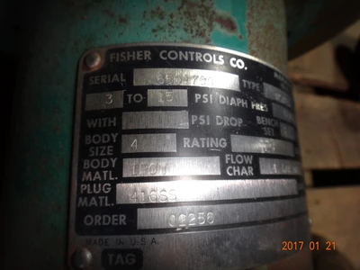 Fisher 4", Class 125, Cast Iron Control Valve