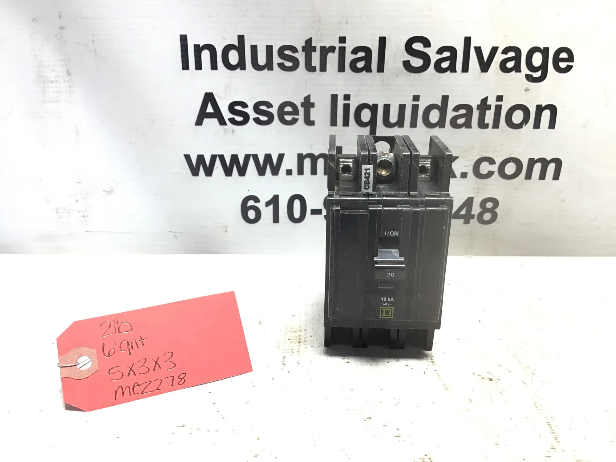 Square D 3 Pole Unit Circuit Breaker 50 Amp HACR TYPE 62