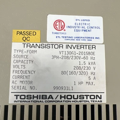 New | in-Stock Toshiba VT130G1-2015B0E Variable Speed Drives California US | Davliegogo LLC #1707298