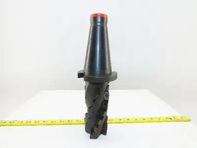 Fette 11458 2-1/2" OD x 5" 4 Spiral Flute Indexing Insert CAT 50 Taper End Mill