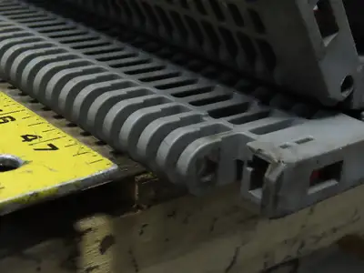 Intralox Ser 400 Gray Polypropylene Flush Grid W/Slidelox Conveyor 48.1" x 15'