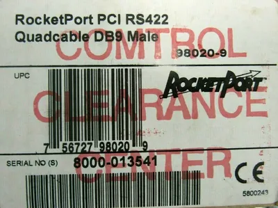 NEW COMTROL 98020-9 ROCKETPORT PCI RS422 QUADCABLE DB9 MALE 5300007 5000004