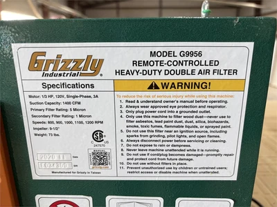 Used 2020 GRIZZLY G9956 Air Filtration Units Florida US | MachineryMax #1345078