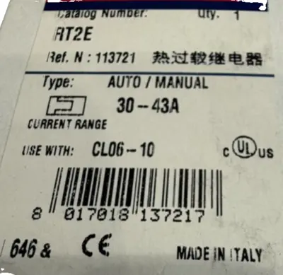 NEW GENERAL ELECTRIC RT2E OVERLOAD RELAY 30-43A
