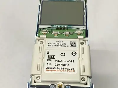 USED HONEYWELL MIDAS GAS DETECTOR W/ MIDAS-L-O2S CARTRIDGE