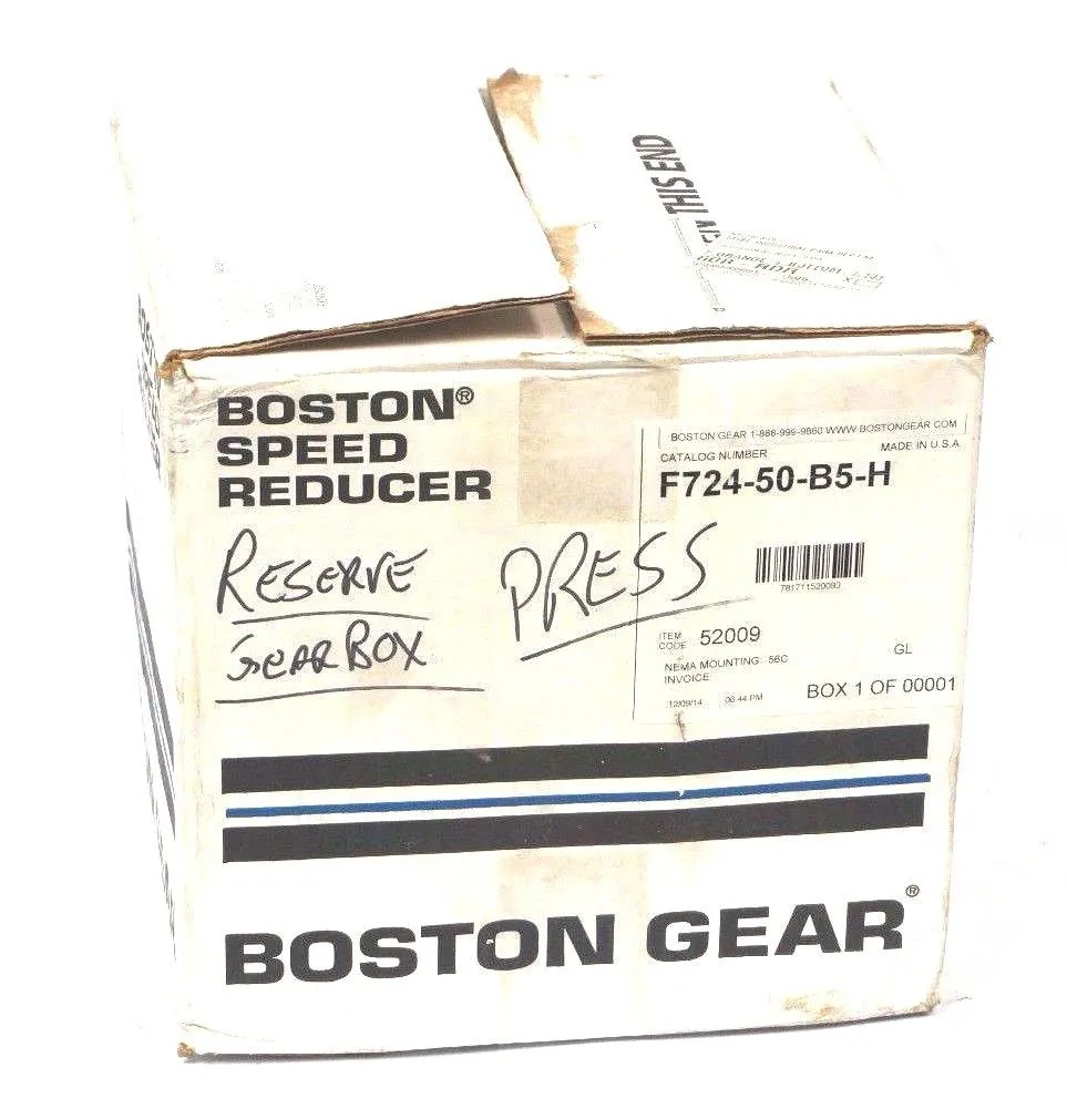 NEW BOSTON GEAR F724-50-B5-H RIGHT ANGLE WORM GEAR F72450B5H