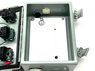 Continuous Hinge Enclosure | Hoffman A806CH  w/ Allen Bradley Pushbuttons - Used