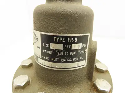 Cash Acme TYPE FR-6 Back Pressure Valve 200-600 PSI -20°F Min. Temp. 1/2" NPT