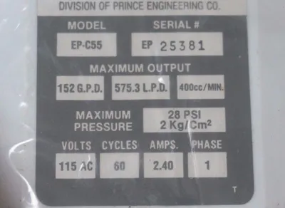 NEW CHEM/TECH EP-C55 DOSING PUMP 115V, 152 G.P.D. EPC55