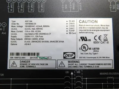 DEIF AGC 244 advanced Genset Controller 2912420010.25  Options -H2-N-I1 New